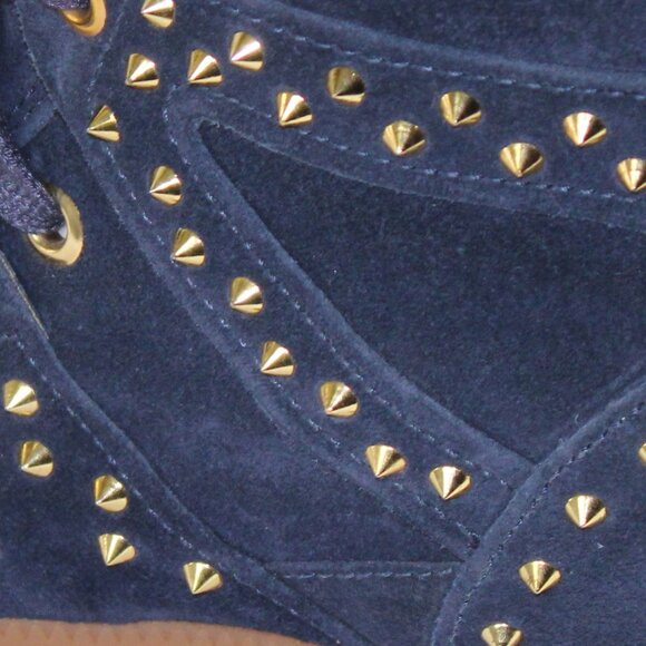 Schutz Sailfish Dark Blue Suede Hidden Wedge Lace-Up Sneaker Size 6 - Picture 11 of 11